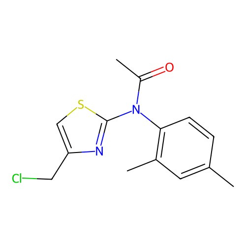 N-[4-(chloromethyl)-1,3-thiazol-2-yl]-N-(2,4-dimethylphenyl)acetamide structure
