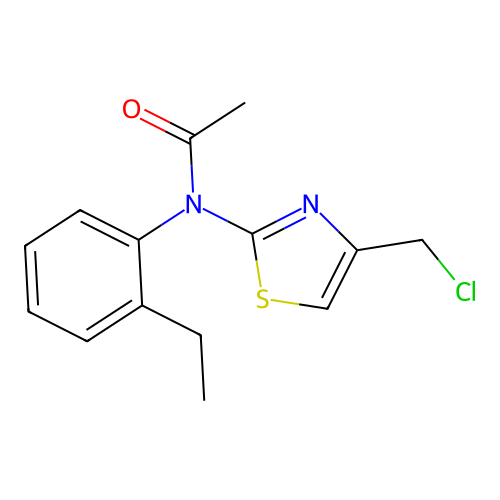 N-[4-(chloromethyl)-1,3-thiazol-2-yl]-N-(2-ethylphenyl)acetamide structure