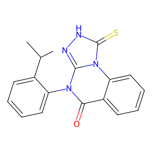 4-[2-(propan-2-yl)phenyl]-1-sulfanyl-4H,5H-[1,2,4]triazolo[4,3-a]quinazolin-5-one structure