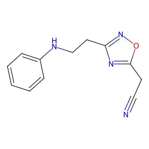 2-{3-[2-(Phenylamino)ethyl]-1,2,4-oxadiazol-5-yl}acetonitrile structure