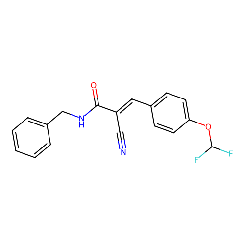 N-benzyl-2-cyano-3-[4-(difluoromethoxy)phenyl]prop-2-enamide structure