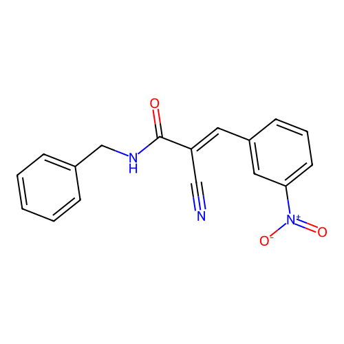 N-benzyl-2-cyano-3-(3-nitrophenyl)prop-2-enamide structure