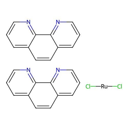 Dichloro bis(1,10-phenanthroline) ruthenium structure