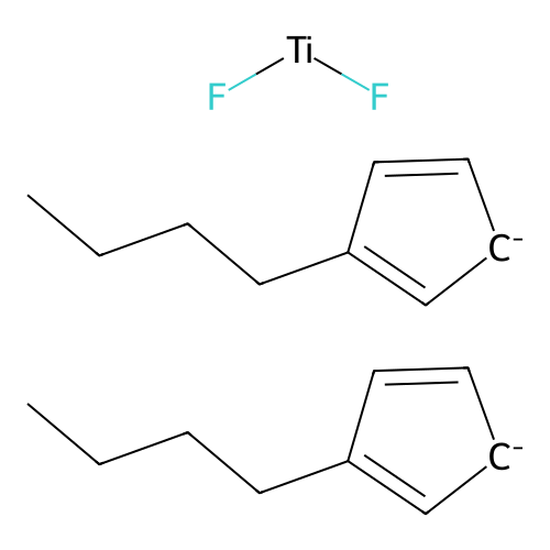 Bis(butylcyclopentadienyl)difluorotitanium(IV) structure