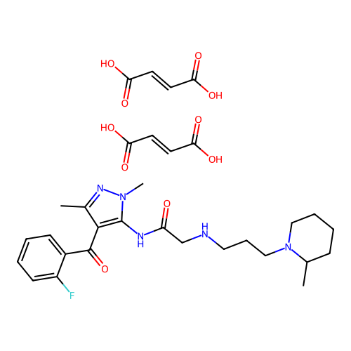 Acetamide, N-(4-(2-fluorobenzoyl)-1,3-dimethyl-1H-pyrazol-5-yl)-2-((3-(2-methyl-1-piperidinyl)propyl)amino)-, (Z)-2-butenedioate (1:2) structure