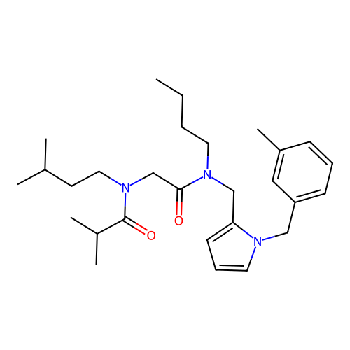 N-[2-[butyl-[[1-[(3-methylphenyl)methyl]pyrrol-2-yl]methyl]amino]-2-oxoethyl]-2-methyl-N-(3-methylbutyl)propanamide structure