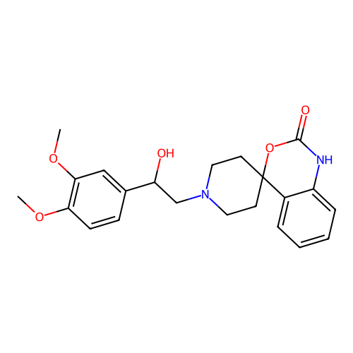 Spiro(4H-3,1-benzoxazine-4,4'-piperidin)-2(1H)-one, 1'-(2-(3,4-dimethoxyphenyl)-2-hydroxyethyl)- structure