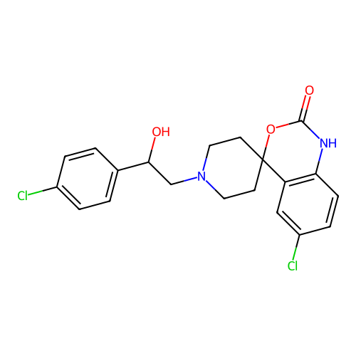 Spiro(4H-3,1-benzoxazine-4,4'-piperidin)-2(1H)-one, 6-chloro-1'-(2-(4-chlorophenyl)-2-hydroxyethyl)- structure