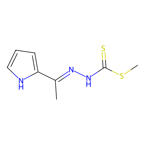 methyl N-[1-(1H-pyrrol-2-yl)ethylideneamino]carbamodithioate structure