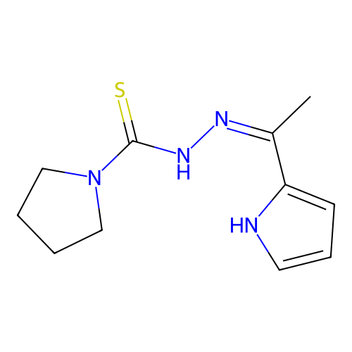 N-[1-(1H-pyrrol-2-yl)ethylideneamino]pyrrolidine-1-carbothioamide structure