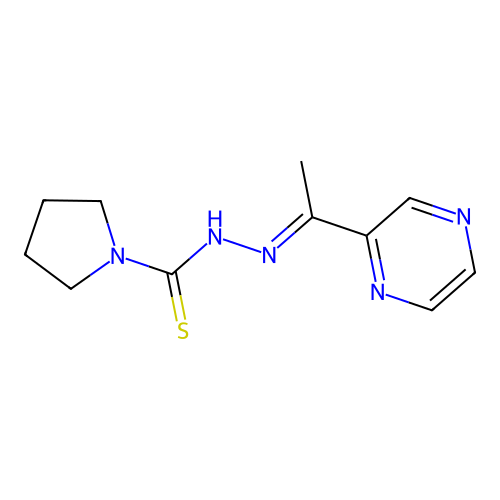 N-[1-(Pyrazin-2-yl)ethylidene]pyrrolidine-1-carbohydrazonothioic acid structure