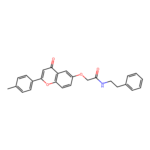 2-{[2-(4-methylphenyl)-4-oxo-4H-chromen-6-yl]oxy}-N-(2-phenylethyl)acetamide structure