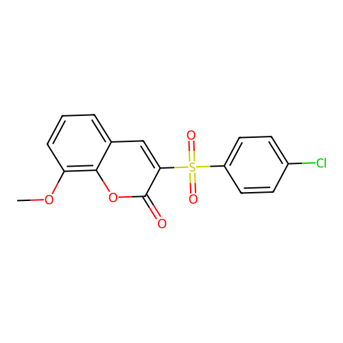 3-((4-chlorophenyl)sulfonyl)-8-methoxy-2H-chromen-2-one structure