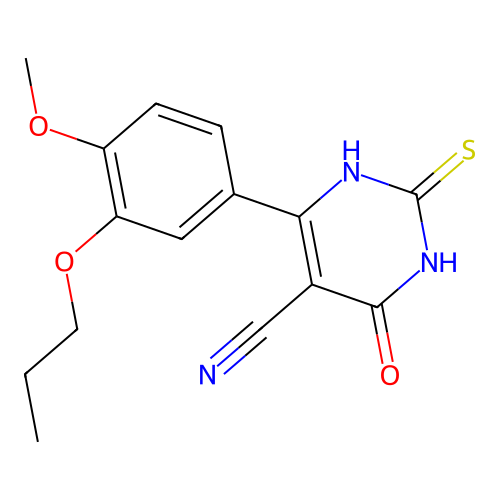 6-(4-methoxy-3-propoxyphenyl)-4-oxo-2-sulfanylidene-1H-pyrimidine-5-carbonitrile structure