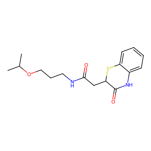 2-(3-oxo-4H-1,4-benzothiazin-2-yl)-N-(3-propan-2-yloxypropyl)acetamide structure