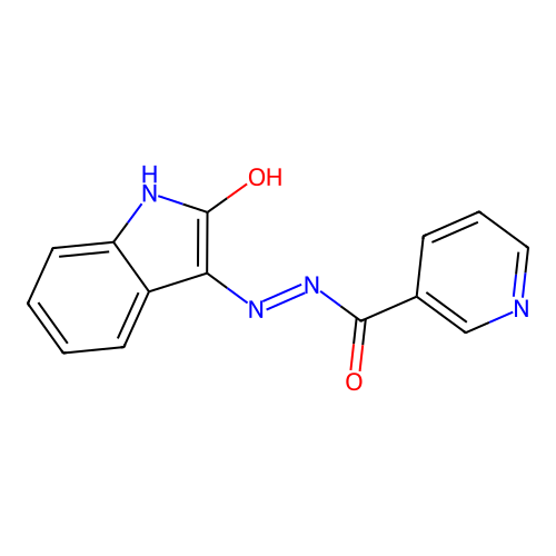 Nicotinic acid (2-oxo-1,2-dihydro-indol-3-ylidene)-hydrazide structure