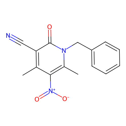 1-Benzyl-4,6-dimethyl-5-nitro-2-oxo-1,2-dihydropyridine-3-carbonitrile structure