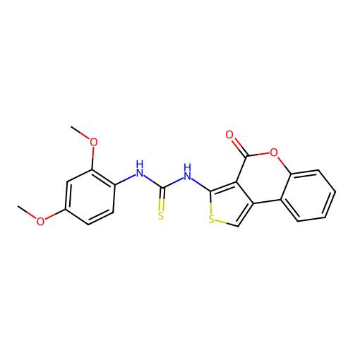 1-(2,4-dimethoxyphenyl)-3-(4-oxo-4H-thieno[3,4-c]chromen-3-yl)thiourea structure