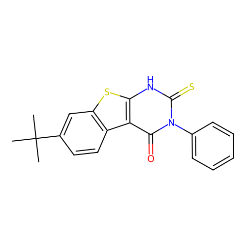 7-tert-butyl-2-mercapto-3-phenyl[1]benzothieno[2,3-d]pyrimidin-4(3H)-one structure