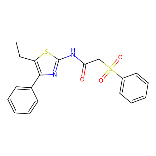 2-(benzenesulfonyl)-N-(5-ethyl-4-phenyl-1,3-thiazol-2-yl)acetamide structure