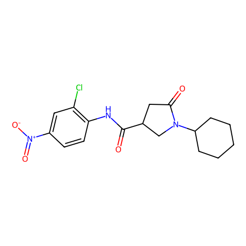 N-(2-chloro-4-nitrophenyl)-1-cyclohexyl-5-oxopyrrolidine-3-carboxamide structure