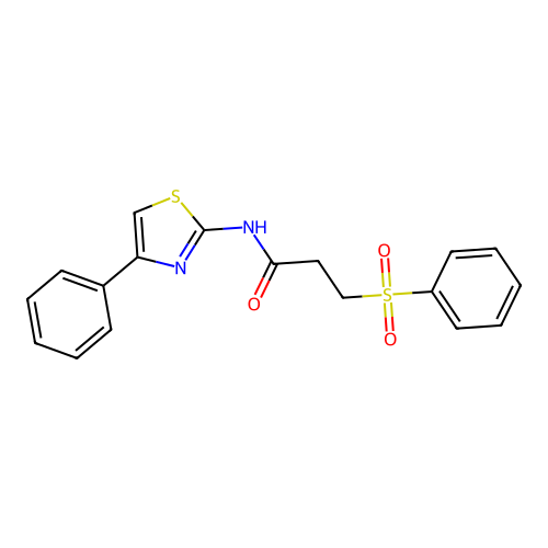 3-(benzenesulfonyl)-N-(4-phenyl-1,3-thiazol-2-yl)propanamide structure