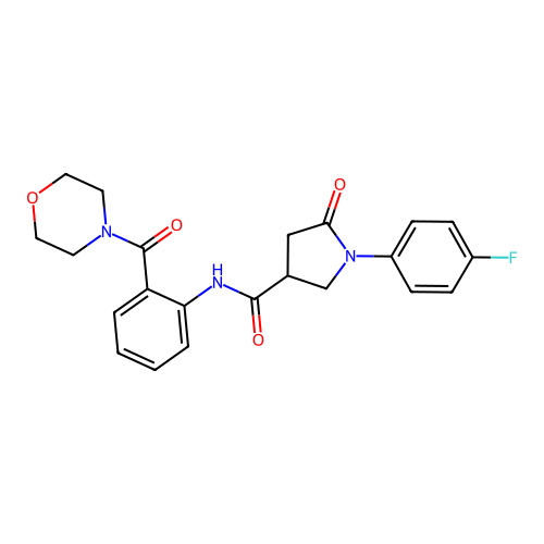 1-(4-fluorophenyl)-N-[2-(morpholine-4-carbonyl)phenyl]-5-oxopyrrolidine-3-carboxamide structure