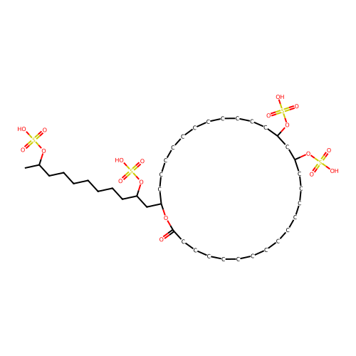 Oxacyclotriacontan-2-one, 20-(2,10-bis(sulfooxy)undecyl)-16,18-bis(sulfooxy)- structure