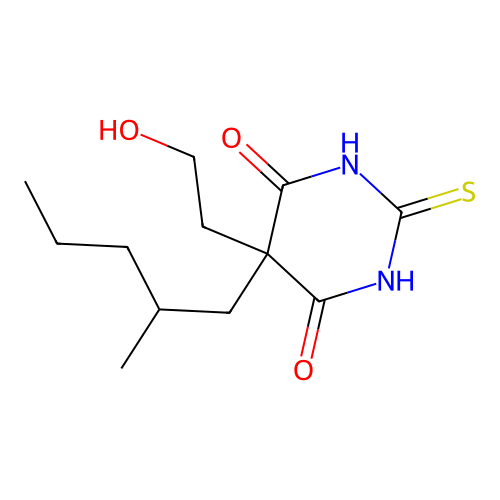 5-(2-Hydroxyethyl)-5-(2-methylpentyl)-2-sulfanylidene-1,3-diazinane-4,6-dione structure