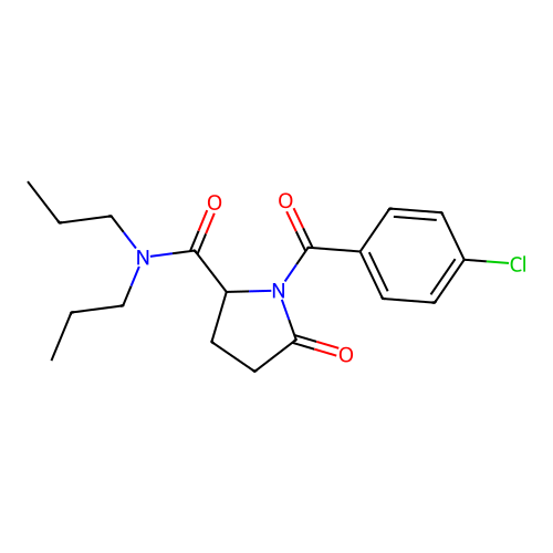 1-(4-chlorobenzoyl)-5-oxo-N,N-dipropylpyrrolidine-2-carboxamide structure