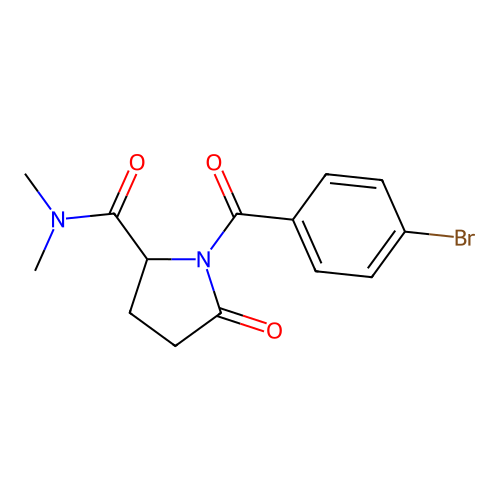 (1)-1-(4-Bromobenzoyl)-N,N-dimethyl-5-oxopyrrolidine-2-carboxamide structure