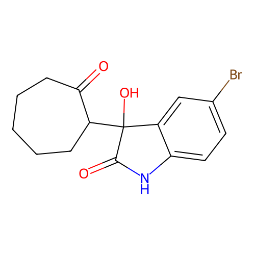 5-bromo-3-hydroxy-3-(2-oxocycloheptyl)-1H-indol-2-one structure