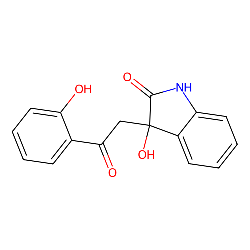 3-Hydroxy-3-(2-(2-hydroxyphenyl)-2-oxoethyl)-1,3-dihydro-2H-indol-2-one structure