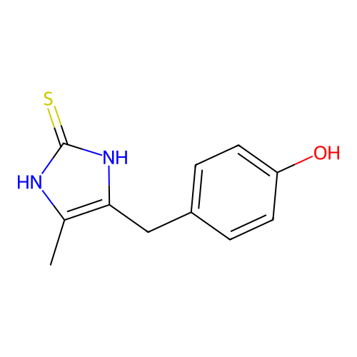 4-(4-hydroxybenzyl)-5-methyl-1,3-dihydro-2H-imidazole-2-thione structure