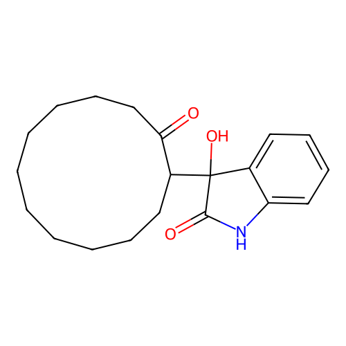 3-hydroxy-3-(2-oxocyclododecyl)-1,3-dihydro-2H-indol-2-one structure