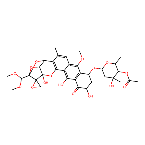 Trioxacarcin A, 13-O-de(4-C-acetyl-2,6-dideoxy-alpha-L-xylo-hexopyranoxyl)- structure