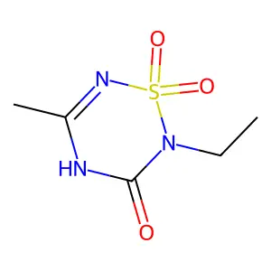 2H-1,2,4,6-Thiatriazin-3(4H)-one, 2-ethyl-5-methyl-, 1,1-dioxide structure