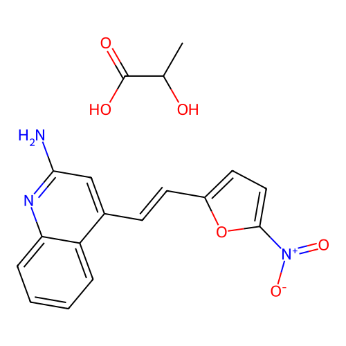 2-Hydroxypropanoic acid;4-[2-(5-nitrofuran-2-yl)ethenyl]quinolin-2-amine structure