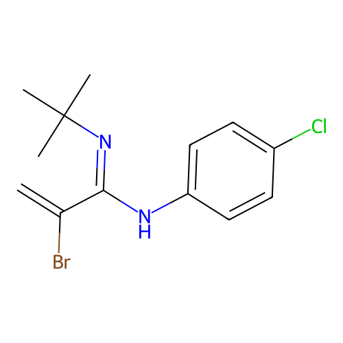 2-bromo-N'-tert-butyl-N-(4-chlorophenyl)prop-2-enimidamide structure