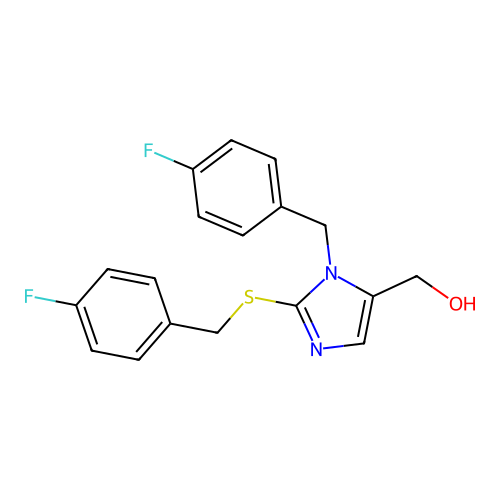 (1-(4-fluorobenzyl)-2-((4-fluorobenzyl)thio)-1H-imidazol-5-yl)methanol structure