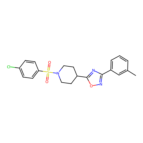 5-(1-((4-Chlorophenyl)sulfonyl)piperidin-4-yl)-3-(m-tolyl)-1,2,4-oxadiazole structure