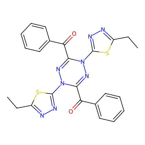 Methanone, (1,4-dihydro-1,4-bis(5-ethyl-1,3,4-thiadiazol-2-yl)-1,2,4,5-tetrazine-3,6-diyl)bis(phenyl- structure