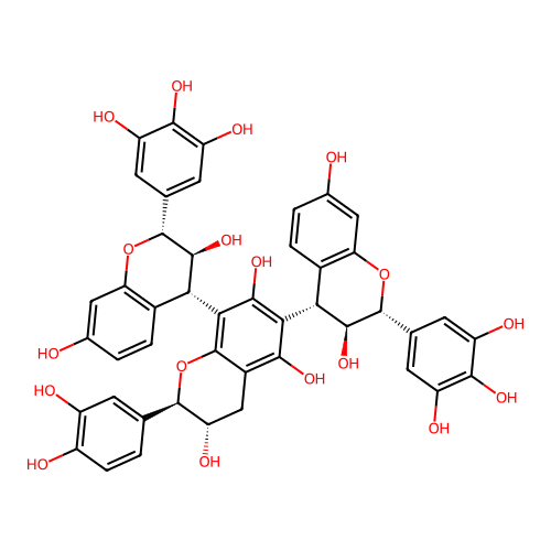 Robinetinidol-(4alpha->8)-catechin-(6->4alpha)-robinetinidol structure