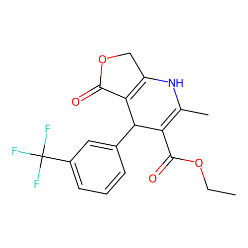 Furo(3,4-b)pyridine-3-carboxylic acid, 1,4,5,7-tetrahydro-2-methyl-5-oxo-4-(3-(trifluoromethyl)phenyl)-, ethyl ester structure