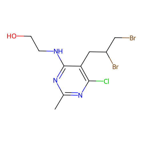 Ethanol, 2-((6-chloro-5-(2,3-dibromopropyl)-2-methyl-4-pyrimidinyl)amino)- structure