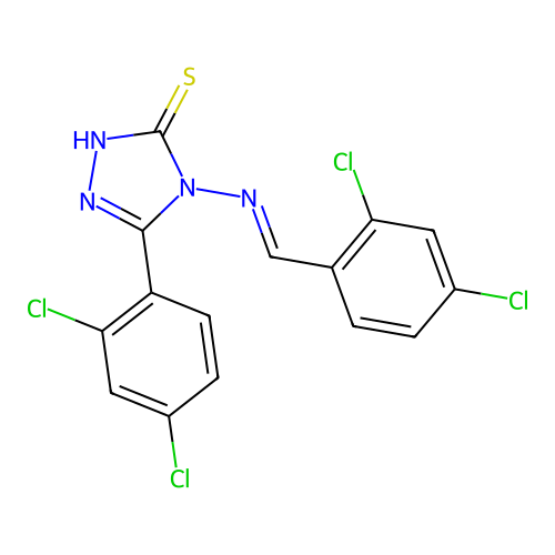 (E)-4-((2,4-dichlorobenzylidene)amino)-5-(2,4-dichlorophenyl)-4H-1,2,4-triazole-3-thiol structure