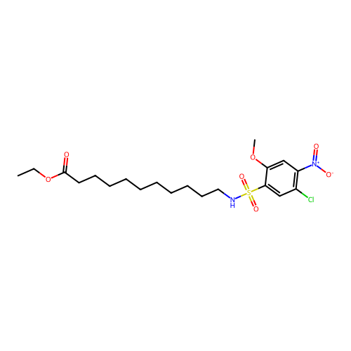 Ethyl 11-(((5-chloro-2-methoxy-4-nitrophenyl)sulfonyl)amino)undecanoate structure