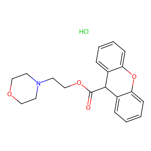 2-morpholinoethyl 9H-xanthene-9-carboxylate hydrochloride structure
