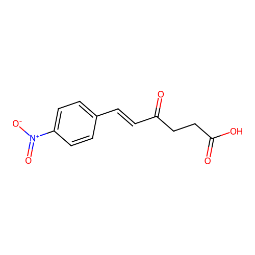 (E)-6-(4-nitrophenyl)-4-oxohex-5-enoic acid structure