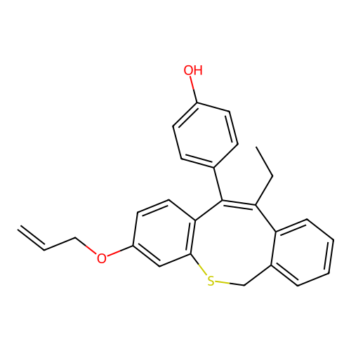 p-(3-(Allyloxy)-11-ethyl-6H-dibenzo(b,f)thiocin-12-yl)phenol hemihydrate structure